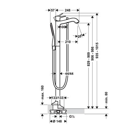 Bộ trộn bồn tắm đặt sàn Metropol Classic 589.54.621
